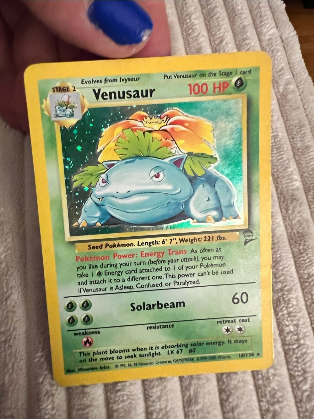 1999-2000 RARE Pokemon Card Venusaur 18/130 Holo NM